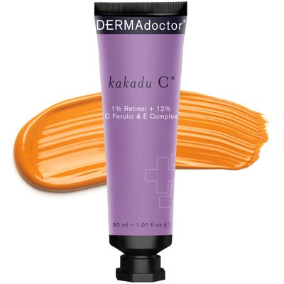DERMAdoctor Kakadu C Dermatologist Formulated 1 Retinol Cream Vitamin C, E Ferulic Complex, Anti Aging Face Cream to Brighten, Smooth and Firm. Hyperpigmentation Treatment for Face - 1.01 fl oz
