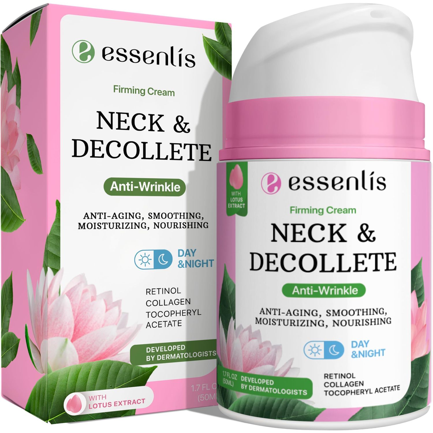 Neck Firming Cream, Anti Aging Facial Moisturizer with Retinol, Collagen, Niacinamide Hyaluronic Acid, 1.7 Fl Oz