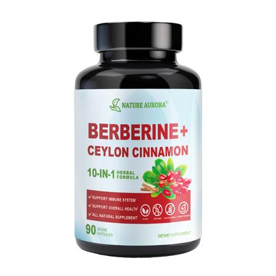 Berberine Supplement with Ceylon Cinnamon Chromium Picolinate, 10-in-1 Berberine 1000mg Per Serving, Berberine 5X for Metabolism, Heart and Immune Support (90 Capsules)