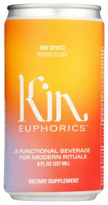 Kin Euphorics Ready to Drink Calm Spritz, Non Alcoholic, Gently Caffeinated, 8 Fluid Ounce (Pack of 24)