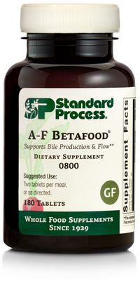 Standard Process Inc. A-F Betafood - Gluten-Free Liver Support, Cholesterol Metabolism, and Gallbladder Support Supplement with Vitamin A, Iodine, Vitamin B6-180 Tablets