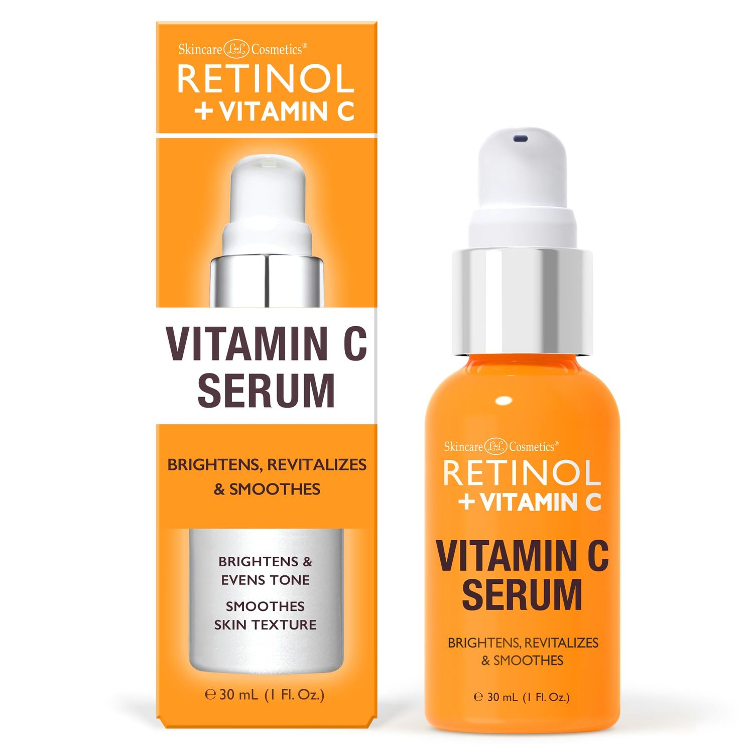 Retinol Vitamin C Face Serum - Anti Aging Facial Serum, Evens Skin Tone, Diminishes Fine Lines and Wrinkles, Sun Damage Dark Spots, Restores Radiance, Locks In Moisture - 1 FL. Oz