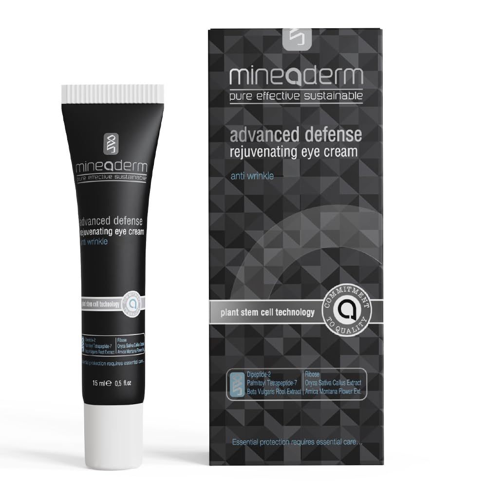 Mineaderm Advanced Rejuvenating Eye Cream for Dark Circles and Puffiness - Anti-Aging Eye Treatment with Peptides Stem Cells and Shea Butter - Firms Smooths and Hydrates Under Eye Area