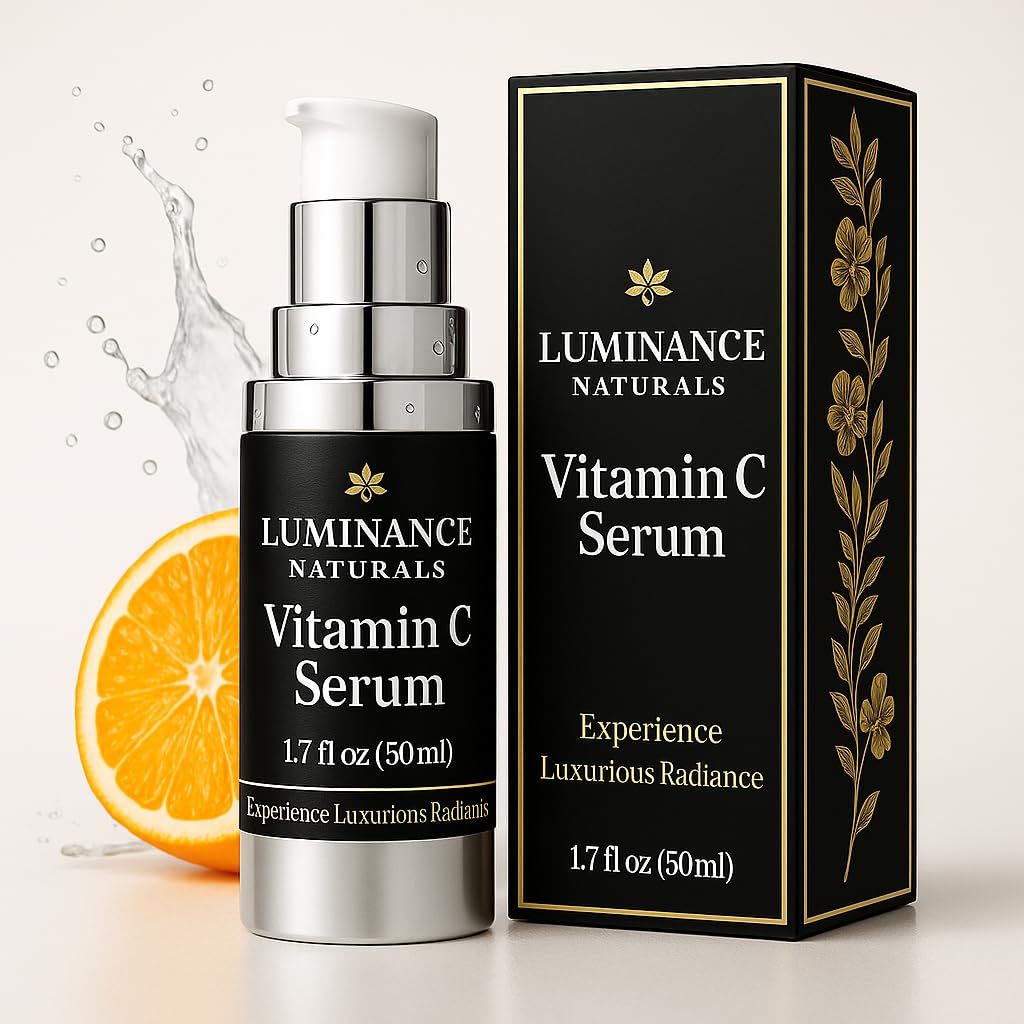 LUMINANCE NATURALS Super Vitamin C Serum for Mature Skin with Hyaluronic Acid, and Aloe Vera - Hydrating, Lifting, Face Wrinkle Age Spot Reduction, Anti-Aging Skincare, Super C Serum (1.7 fl oz)