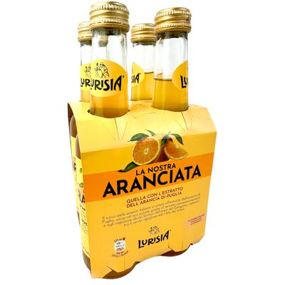 Lurisia Aranciata Italian Orange Soda 4 x 9.3 Fl Oz (275ml) - Aranciata Italian Orangeade - Citrus Orange Soft Drink - Carbonated Sparkling Fruit Juice Beverage from Italy