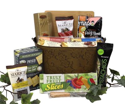 Gift Basket Village - Deluxe Kosher Gourmet Gift Basket: Cutting Board, Chocolates, Nuts, Cheese, and More, Perfect for Any Occasion, Handcrafted in the USA