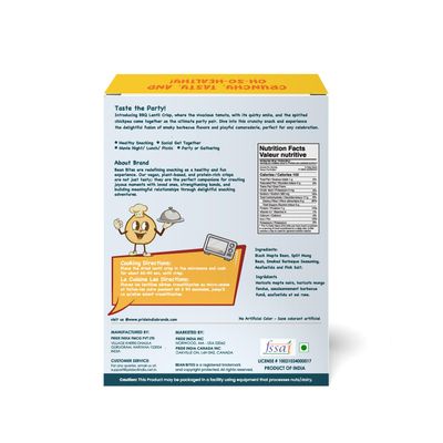 Bean Bites Smokin BBQ Lentil Crisp 3.53 oz (100 g) Mini Poppadom Snack Round Crunchy Crisps Earthy, Mild BBQ Flavor Heat in Oven (60 secs) Plant Based Protein by Pride of India