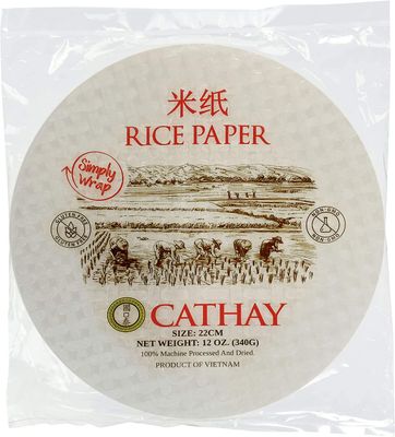 Cathay Fresh Spring Roll Rice Paper Wrappers 30 Sheets Non-GMO, Gluten-Free, Low Carb, Natural Ingredients Vietnamese Summer Veggie Wraps