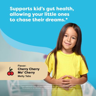 Renzo's Kids Probiotic, Dissolvable Probiotics for Digestive Health Immune Support, 60 Cherry-Flavored Melty Tabs