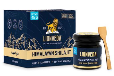 LIONVEDA 45g Himalayan Shilajit Resin with 85 Trace Minerals Fulvic Acid for Energy,Immune Support Metabolism Lab-Tested Maximum Potency Gold Grade Shilajit Supplement(90 Servings45g)