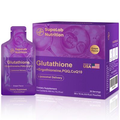 MEGNETA Liposomal Glutathione Supplement - 500mg Glutathione with PQQ, CoQ10 Vitamin C - High Absorption Antioxidant for Immune Energy Support - Grape Flavor, 30 Packets