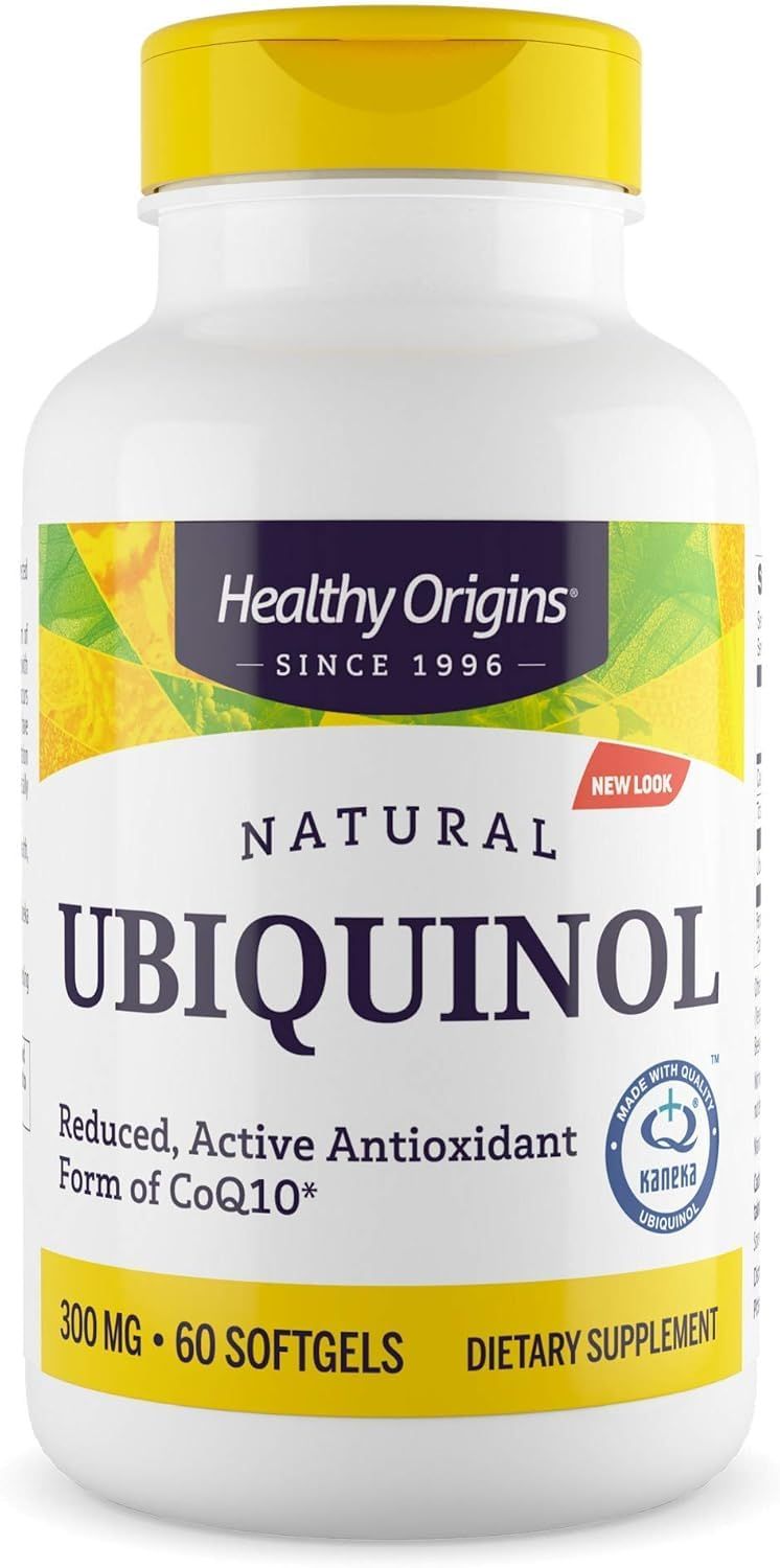 Healthy Origins Ubiquinol (Active Form of CoQ10), 300 mg - Kaneka Ubiquinol Supplements for Heart Health Antioxidant Support - Gluten-Free Non-GMO Supplement - 60 Softgels