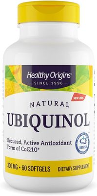Healthy Origins Ubiquinol (Active Form of CoQ10), 300 mg - Kaneka Ubiquinol Supplements for Heart Health Antioxidant Support - Gluten-Free Non-GMO Supplement - 60 Softgels