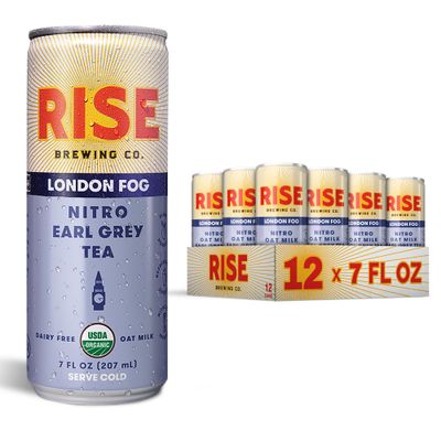 RISE Brewing Co. London Fog Earl Grey Tea, Oat Milk Nitro Latte, Vegan, USDA Organic, Non-GMO, Clean Energy, 7 fl. oz. Cans (12 Pack)
