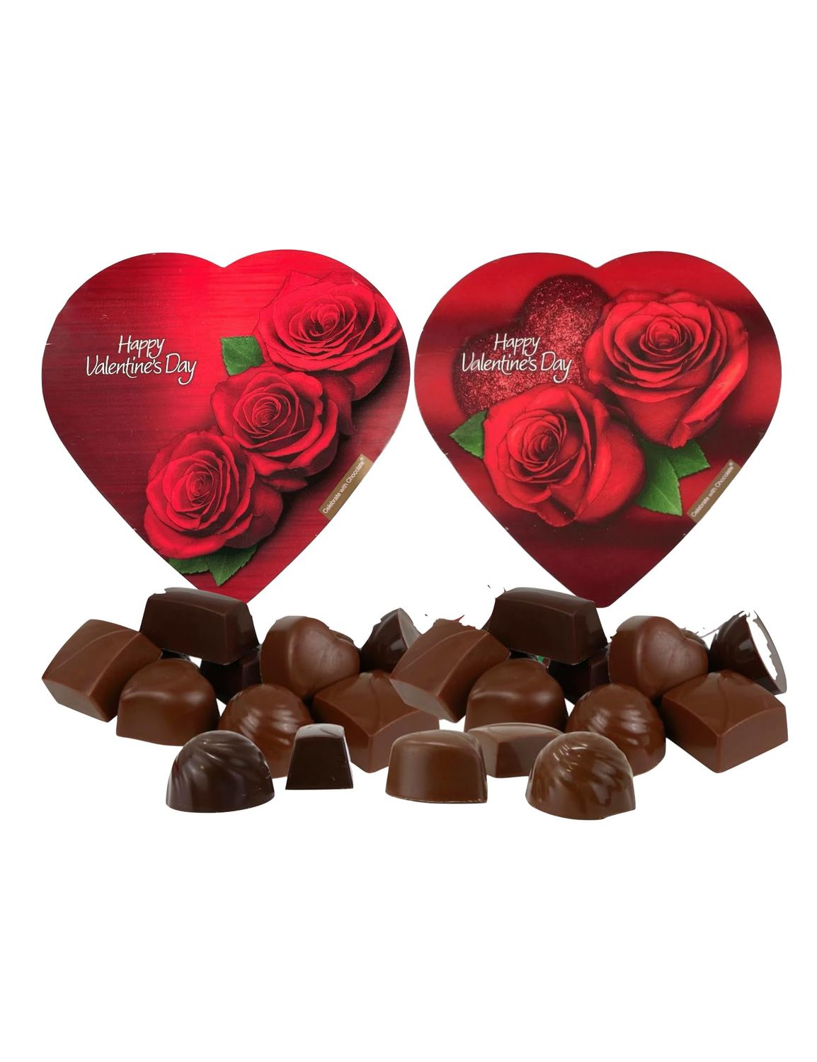 Elmer Valentine Chocolate Truffles Heart Box Set, Milk and Dark Chocolates, Rose Themed Gift Box, 2 Pack (Pack of 2-2 oz Each)