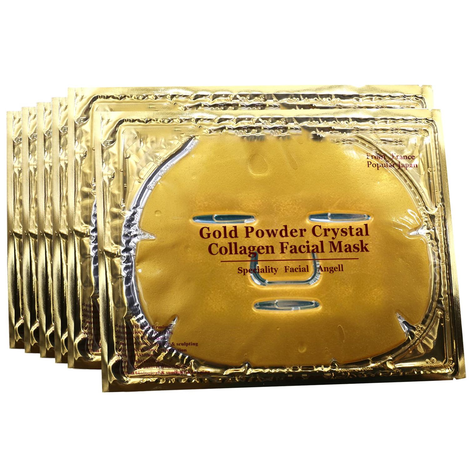 Permotary 6 PCS 24k Gold Crystal Gel Collagen Facial Masks, Treatment Deep Moisturizing Facial Masks For Anti Aging Puffiness Skincare Anti Wrinkle Tighten Skin Revitalize Skin
