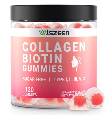 Wiszeen Collagen Gummies for Women, Sugar Free Hydrolyzed Collagen Peptides Supplement, Collagen Protein Type I II III V X with Biotin Vitamin A B C D for Hair Skin Nails Bone Joint Immunity