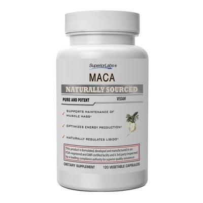 Superior Labs - Organic Peruvian Maca - 100 Pure NonGMO - Dietary Supplement for Calming and Relaxation - Zero Synthetic Additives, Stearates, Dioxides - 750mg, 120 Vegetable Capsules