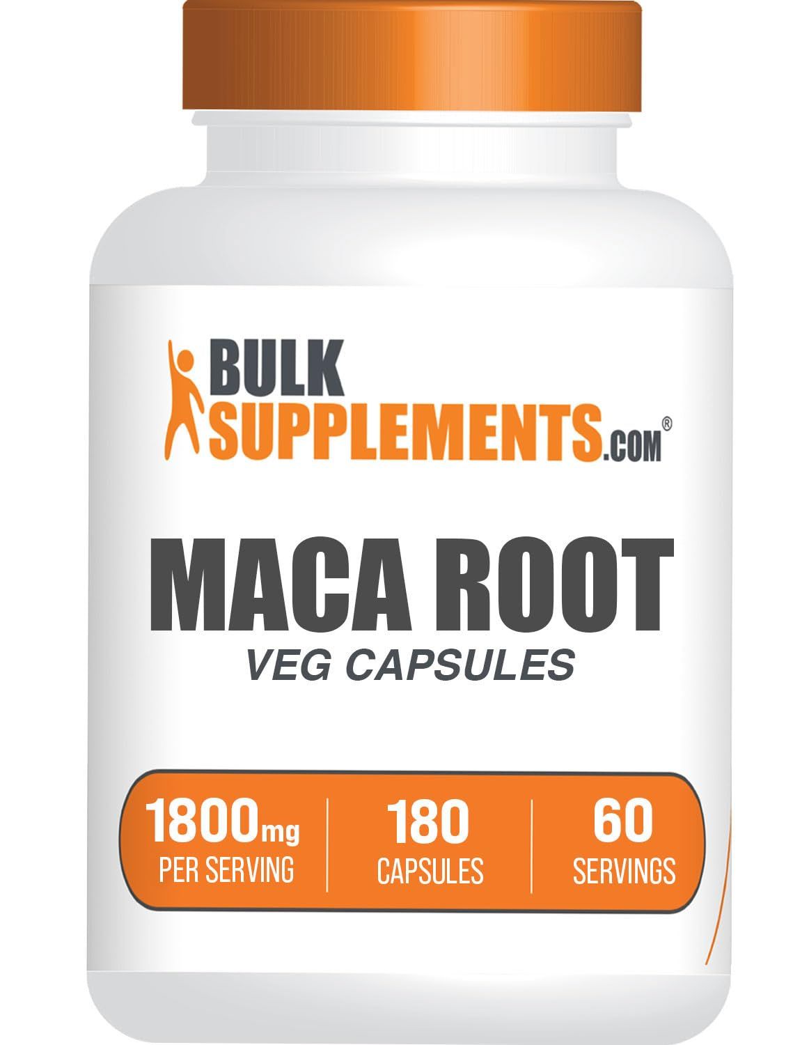 BulkSupplements.com Maca Root Capsules - Maca Supplement, Herbal Supplement, Superfood Supplement - Vegan Gluten Free, 3 Veg Capsules per Serving, 180 Count (Pack of 1)