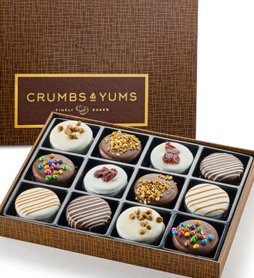 Mothers Day Cookies Gift Basket - 12 Gourmet Chocolate Covered Sandwich Cookies with Assorted Toppings - Assorted Food Gift Box for Fathers Day, Mothers Day, Family, Sympathy, Men Women.