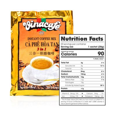Vinacafe Instant Coffee Mix 3 in 1 (Pack of 1 20 Sachets Per Bag)