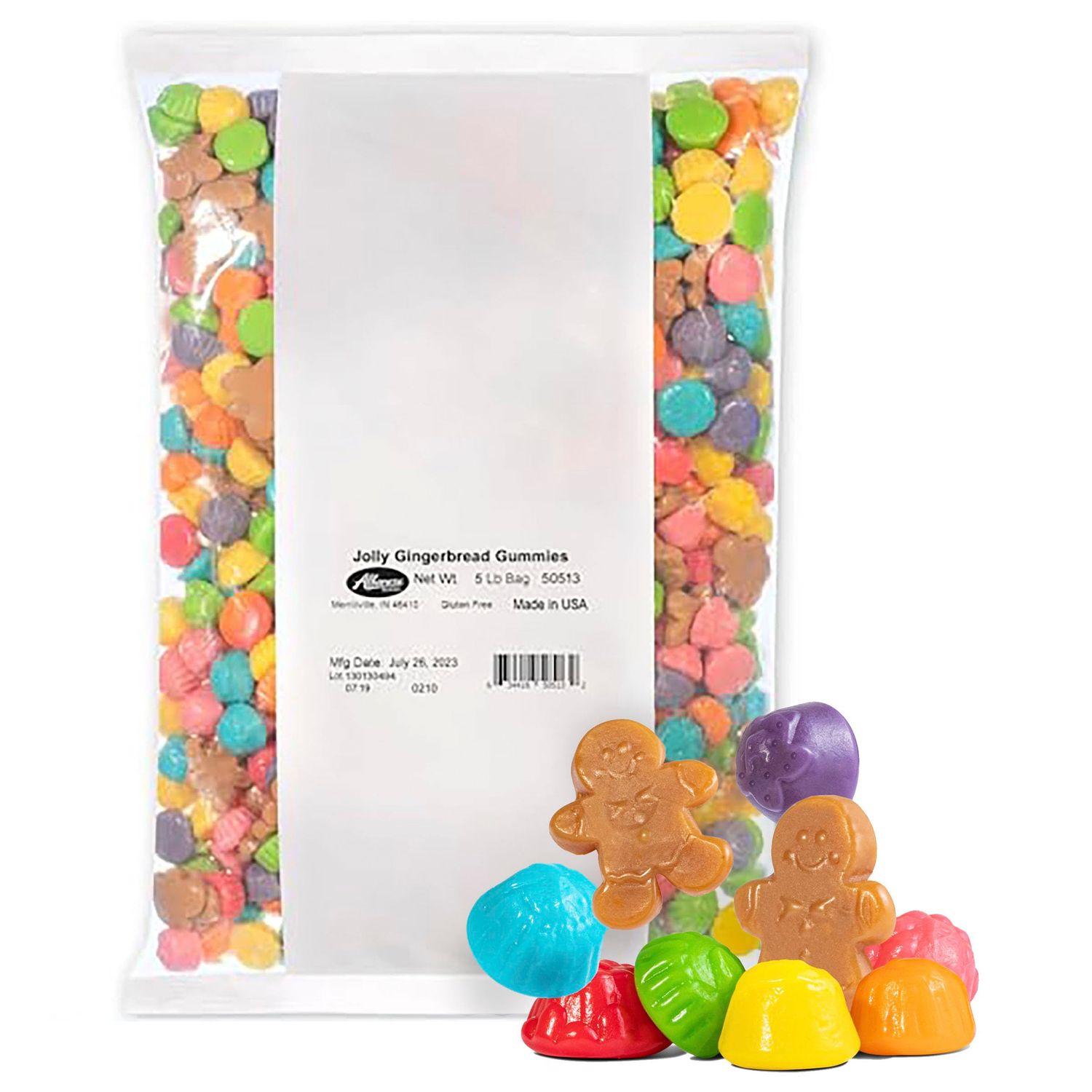 Albanese Worlds Best, Festive Christmas Candy, Gluten-Free, Jolly Gingerbread Gummies, 5lb Bag, Perfect Christmas Treat