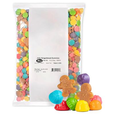 Albanese Worlds Best, Festive Christmas Candy, Gluten-Free, Jolly Gingerbread Gummies, 5lb Bag, Perfect Christmas Treat
