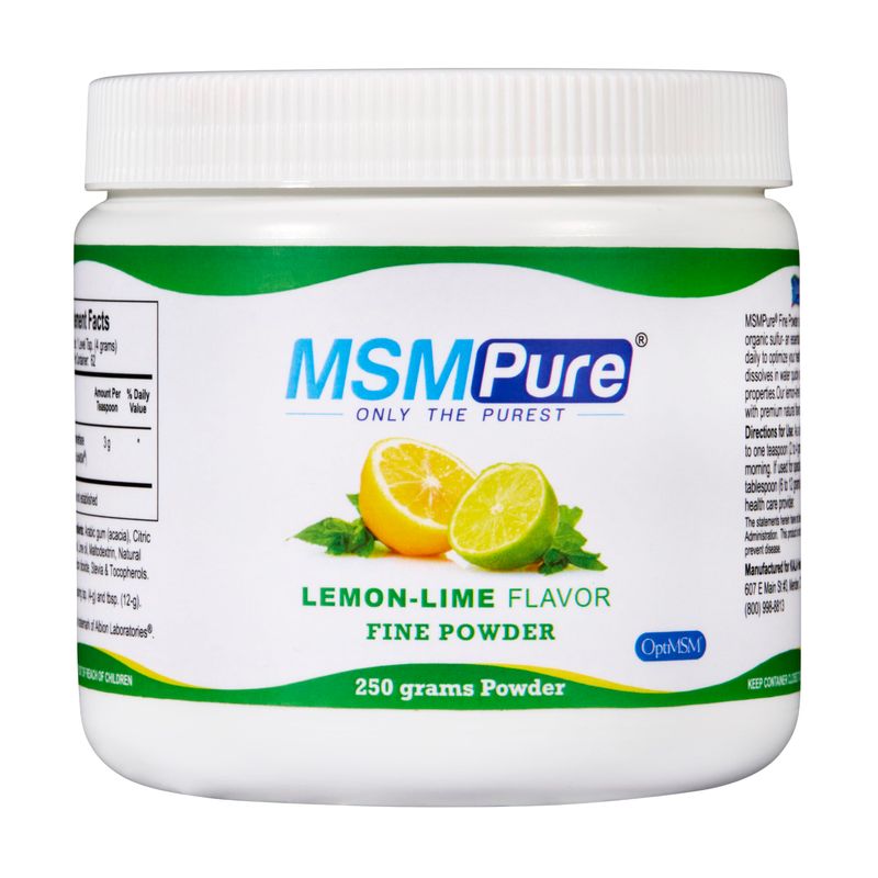 KALA HEALTH MSMPure Lemon Lime Flavored Fine MSM Powder Crystals - Organic Sulfur for Joint Flexibility, Skin Appearance, and Hair Nail Support - 8.8 oz, USA Made, Distilled Flakes