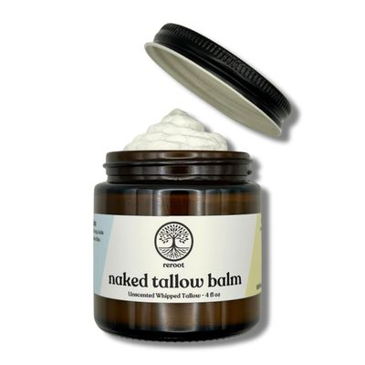 Beef Tallow for Skin NAKED TALLOW BALM 1 Ingredient - 100 Grass Fed Beef Tallow Beef Tallow for Body Face Whipped UNSCENTED for Sensititve Dry Skin, Babies, Eczema, Psoriasis, Rosacea (4oz)