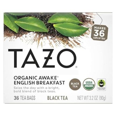 TAZO Organic Awake English Breakfast Black Tea, Black tea with Caffeine, 36 Total Bags
