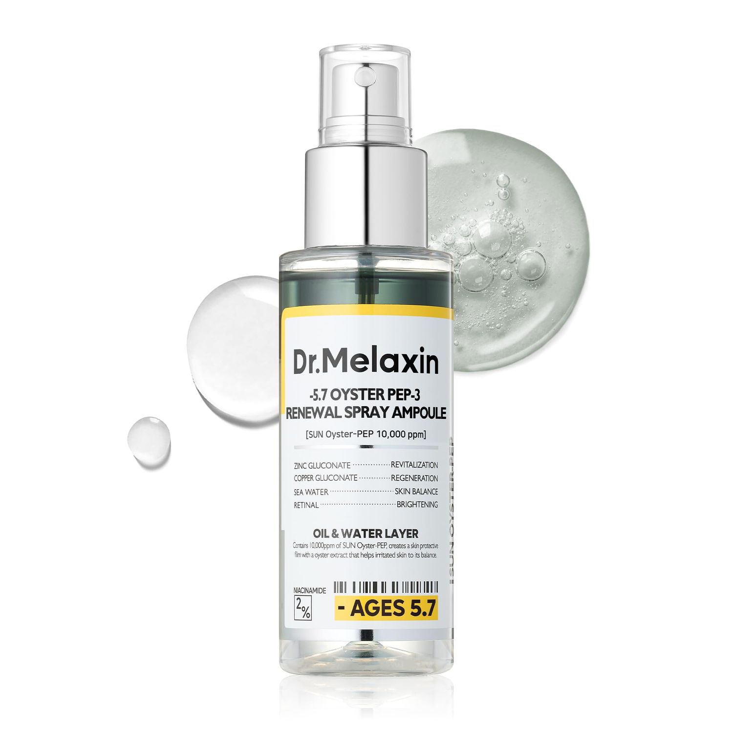 Dr.Melaxin Oyster Pep3 Renewal Oil Mist Oil Moisture Double layering formulation, Skin Texture Care Hydrates and Soothing for Face, Korean Skincare, 3.38 fl oz (100ml)