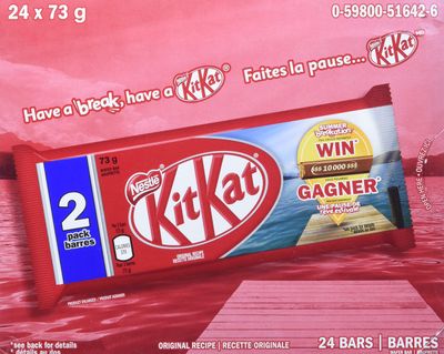 Kit Kat King Size Chocolate, 24ct X 73g2.6oz, Bars, Imported from Canada