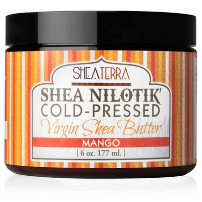 Shea Terra Organics 100 Organic Cold-Pressed Virgin Shea Butter - Mango Natural Anti-Aging Daily Skin, Nails Hair Cream to Soften, Protect Hydrate Dry Skin Reduce Stretch Mark - 6 oz