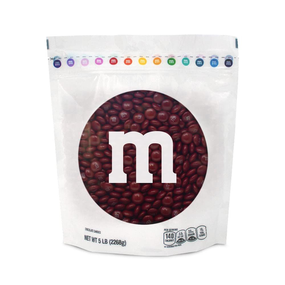 MM S WORLD Maroon Chocolate Candy, 5lbs Resealable Pack for Candy Bars, Birthday Parties, Weddings, Graduations, Holidays, a Box of Chocolates, Desserts and More
