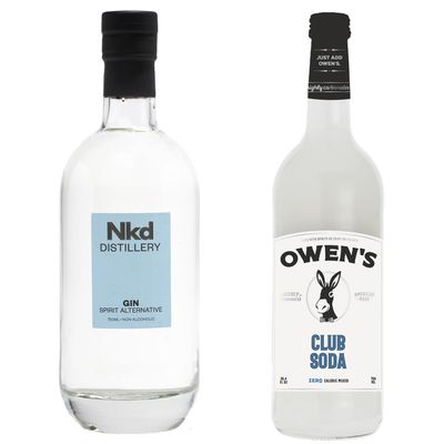 Nkd Distillery Gin Alternative Premium Non-Alcoholic Spirit 750 ML Bottles w Owen s Mixers Club Soda 750 ML Bottles - Perfect for Mocktails - Made in USA