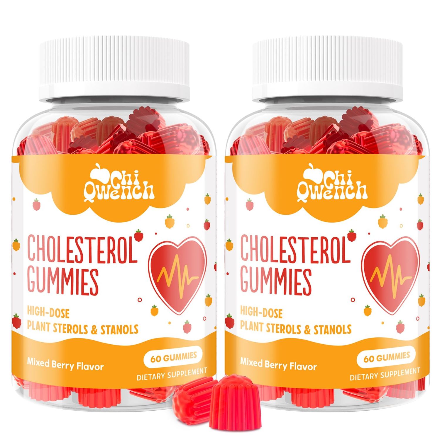 Cholesterol Supplements with 1500 Mg Plant Sterols Stanols, Cholesterol Support Gummies, Cholesterol Complex Gummies, Maintains Normal Levels, Mixed Berry Flavor, 120 Count