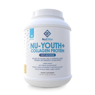 NuEthix Formulations Nu-Youth Collagen Protein, Collagen Peptides, May Help Support Bones and Joints Dietary Supplement, 30 Servings