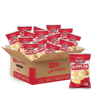 Herr&#39;s Ripple Potato Chips, 1 Ounce (Pack of 42 Bags) - Crunchy Rippled Chips Perfect for Dipping - Great for Parties and Lunches