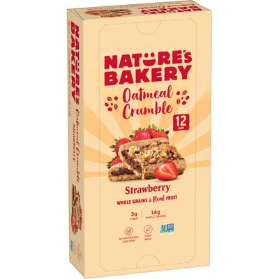 Nature s Bakery Oatmeal Crumble Bars, Strawberry, Real Fruit, Vegan, Non-GMO, Breakfast bar, 1 Box With 12 Twin Packs (12 Twin Packs)