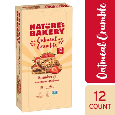 Nature s Bakery Oatmeal Crumble Bars, Strawberry, Real Fruit, Vegan, Non-GMO, Breakfast bar, 1 Box With 12 Twin Packs (12 Twin Packs)