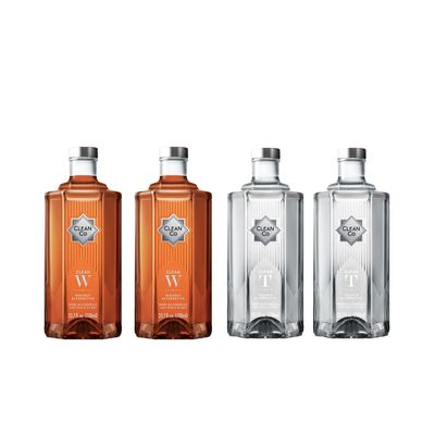 Clean Co Non-Alcoholic Tequila Whiskey Alternative 700ml Bottles Made in England Premium Alcohol-Free Spirit Sugar Free, Gluten Free Spirits