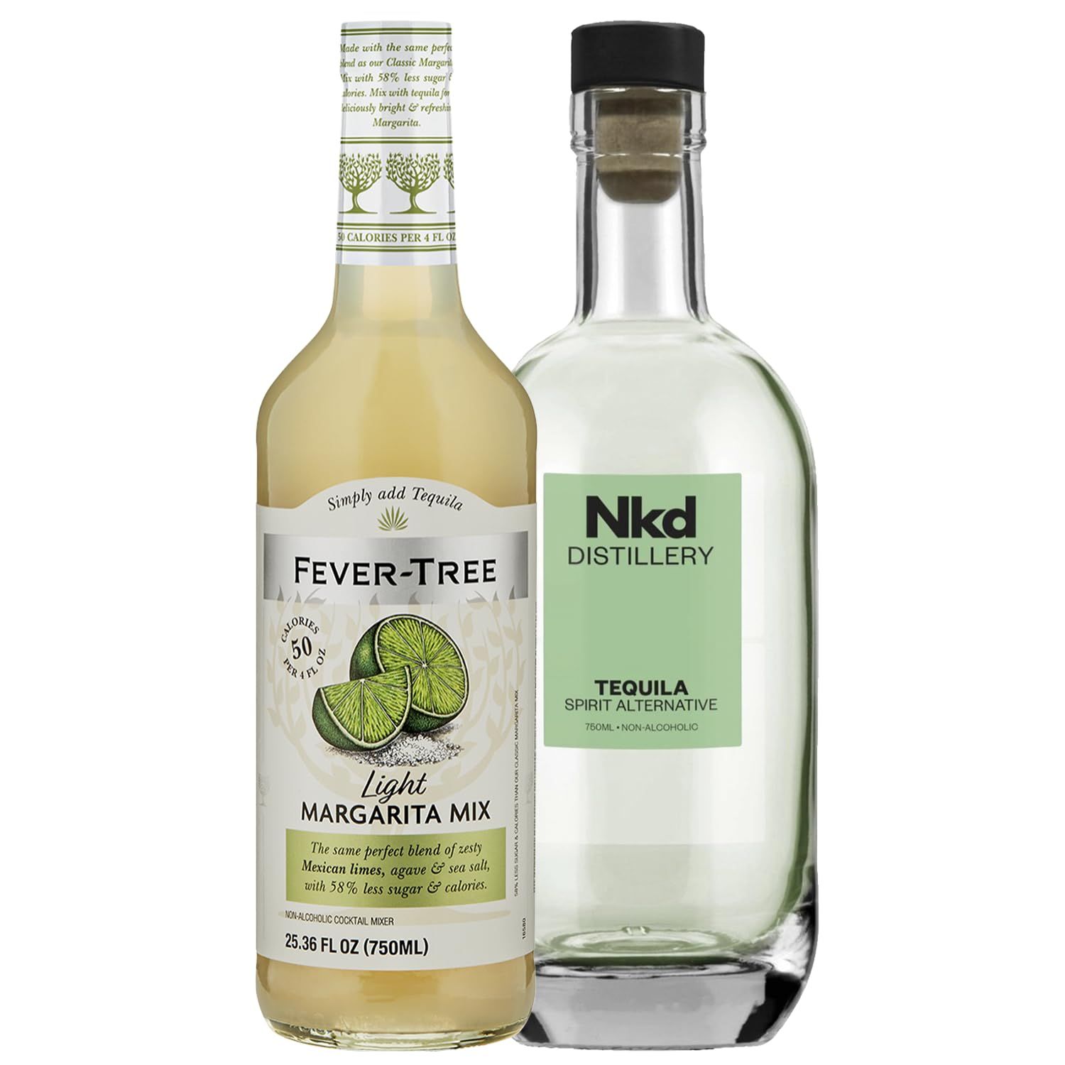 Nkd Distillery Tequila Alternative Premium Non-Alcoholic Spirit - Zero Alcohol With Fever Tree Margarita Mix Bottle