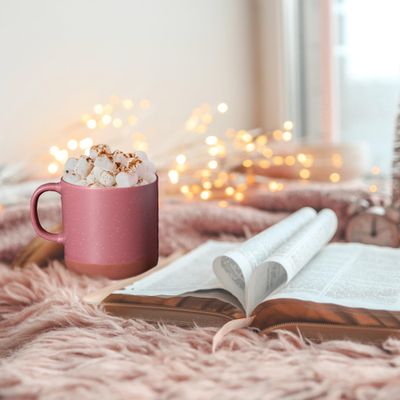 Gourmet Hot Chocolate Gift Sets by Happy Packs Rose Pink Ceramic Mug with Ghirardelli Hot Chocolate Mix, Marshmallows Peppermint Bark Christmas Gifts for Women Men 2024
