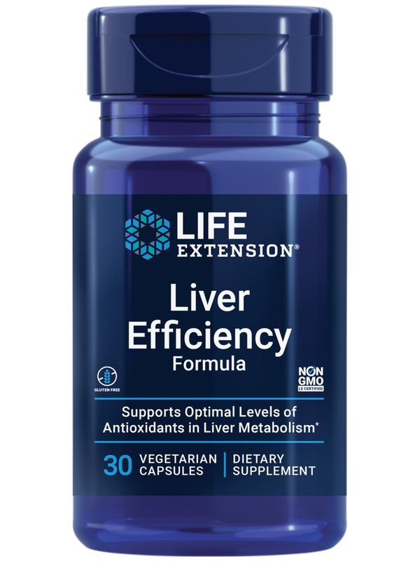 Life Extension Liver Efficiency Formula, Supports Healthy Liver Function at The Cellular Level and Optimal Levels of antioxidants in Liver Metabolism, Gluten-Free, Non-GMO, Vegetarian, 30 Capsules