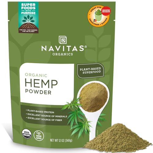 Navitas Organics Hemp Powder, 12 oz. Bag, 11 Servings - Organic, Non-GMO, Cold-Pressed, Gluten-Free