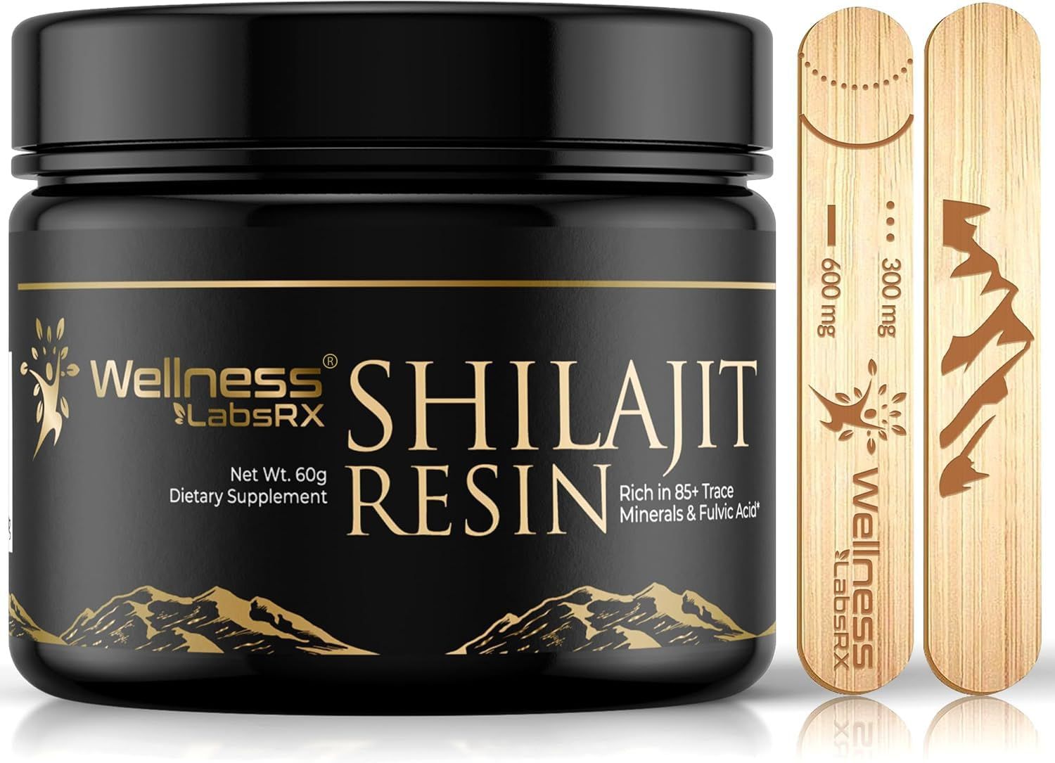 Shilajit Resin with Fulvic Acid and Trace Minerals - Gold Grade Pure Himalayan Shilajit for Men - Chilajit from Gilgit Packed with 85 Minerals, Metabolism and Immune Support - 60g