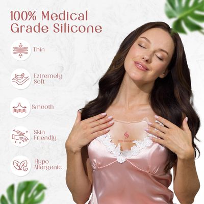 Chest and Neck Wrinkle Pads - Anti-Aging Skin Tightening Firming Moisturizing Fine Lines Prevention - Skin-Safe Silicone Skincare Pads - Reusable Overnight Smoother for Neck Cleavage Decolletage -