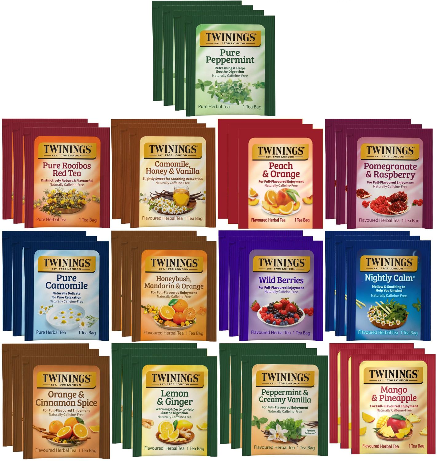 Twinings Herbal Variety Gift Box, Naturally Caffeine-Free (Pack of 40) 13 Flavors - Perfect Gourmet Gift Set