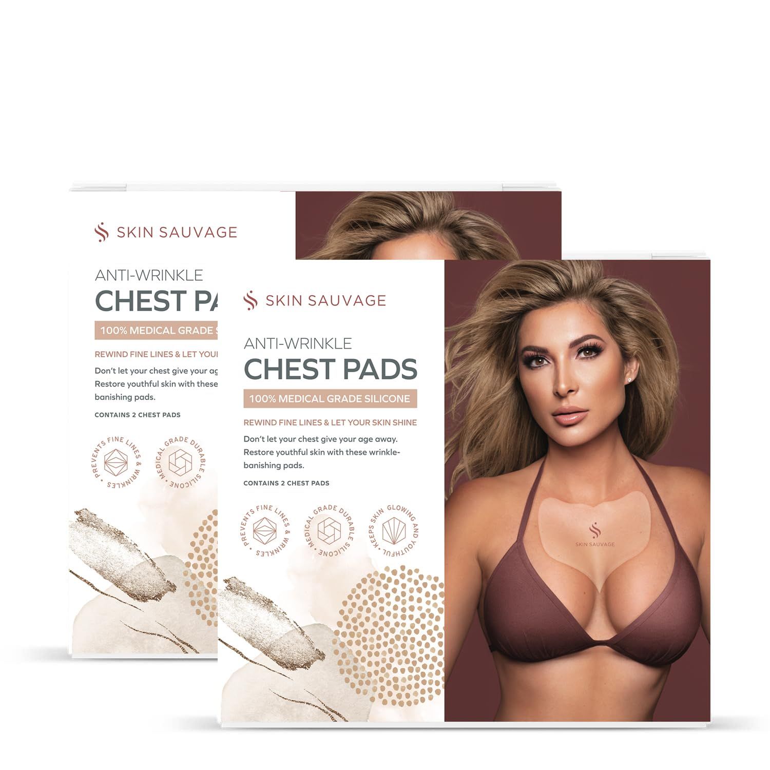 Chest and Neck Wrinkle Pads - Anti-Aging Skin Tightening Firming Moisturizing Fine Lines Prevention - Skin-Safe Silicone Skincare Pads - Reusable Overnight Smoother for Neck Cleavage Decolletage -