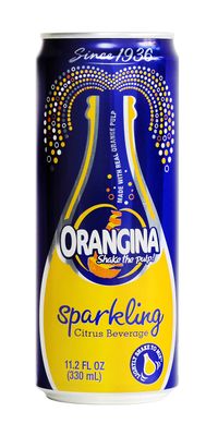Orangina - Citrus Sparkling Juice Beverage - Light Pulp - Original Imported European French Recipe - No Artificial Ingredients - (Pack of 24) (11.2 oz Can)